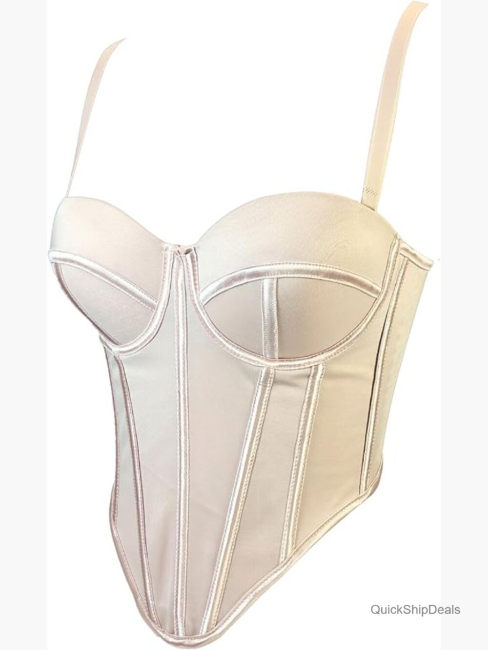 Faux Leather Bustier Corset Top with Detachable Straps